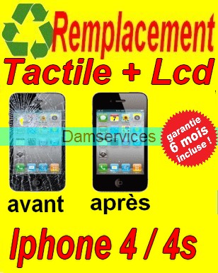 remplacement lcd +tactile iphone 4s